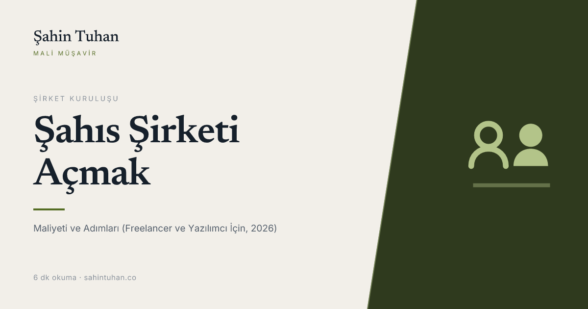 Şahıs Şirketi Açmak: Maliyeti ve Adımları (Freelancer ve Yazılımcı İçin, 2026)